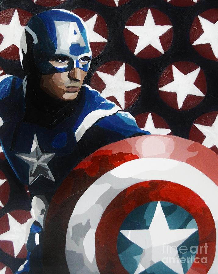 Avengers Painting - Captain America by Ellen Nicole Allen