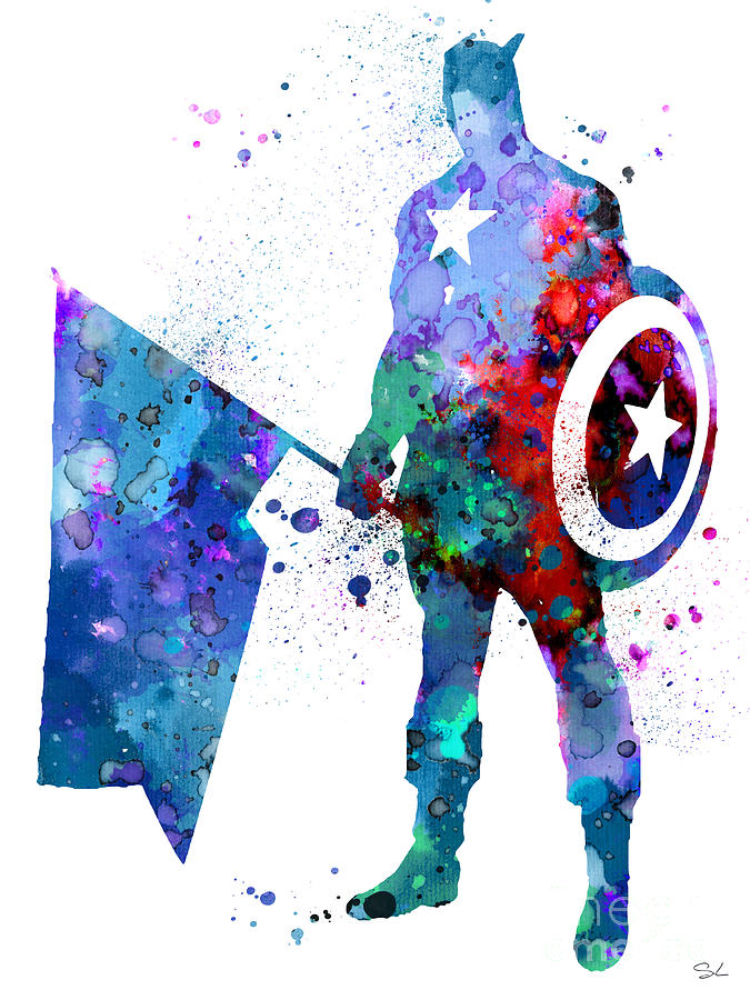 Movie Poster Painting - Captain America by Watercolor Girl