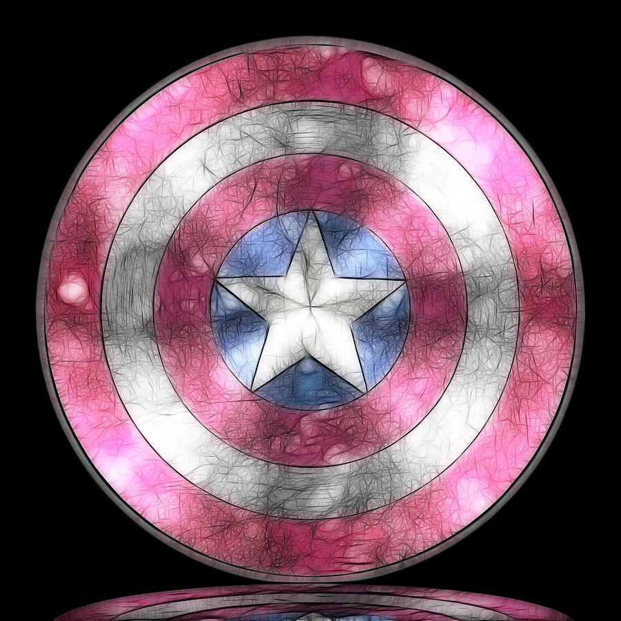 Captain America Shield digital painting Painting by Georgeta Blanaru