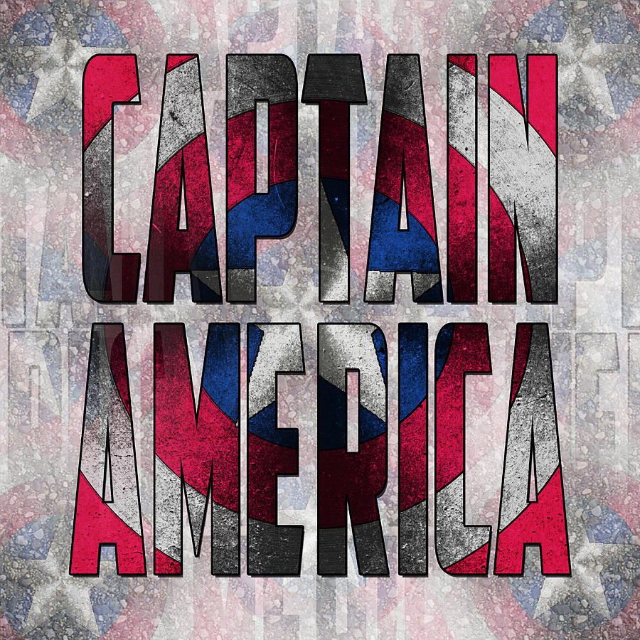 Captain America Shield Typography Design Painting by Georgeta Blanaru