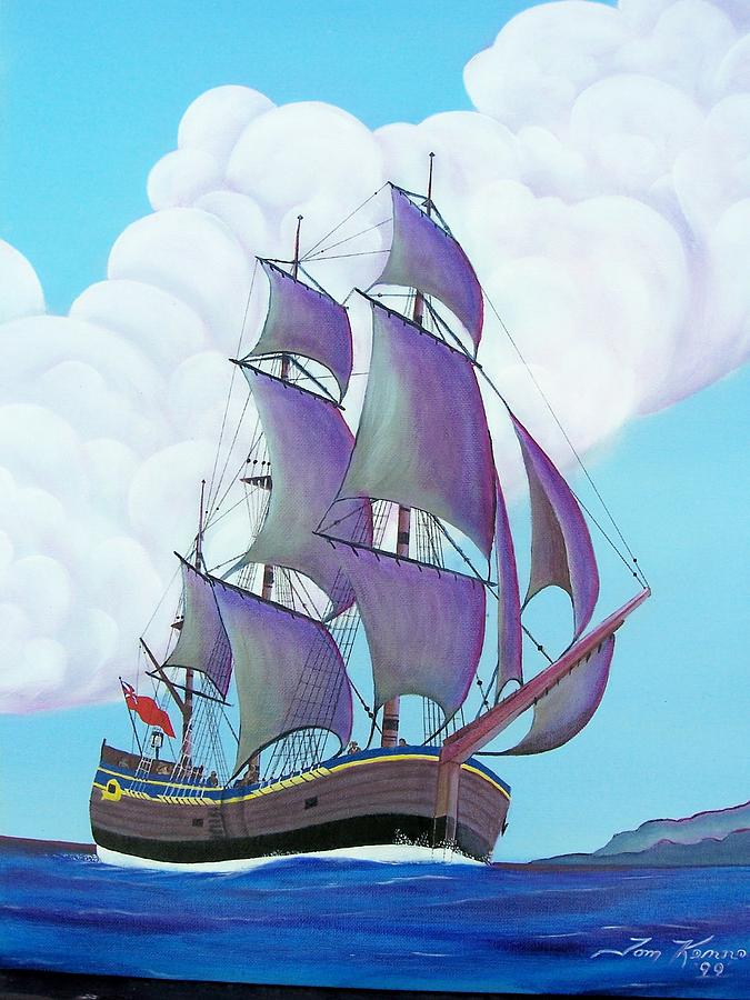 Captain Cook   Endeavor Painting by Thomas F Kennedy