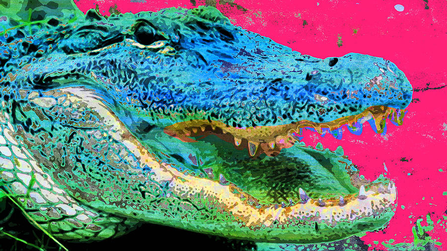 Captain Crocky Alligator Lunch Painting by Robert R Splashy Art Abstract Paintings