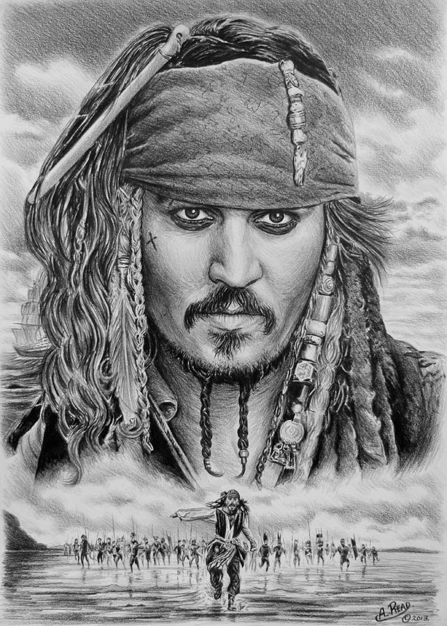 Free hand drawing of jack sparrow Royalty Free Vector Image