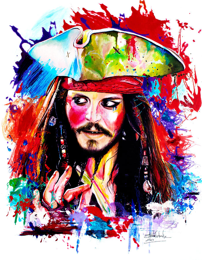Snake Painting - Captain Jack Sparrow  by Isabel Salvador