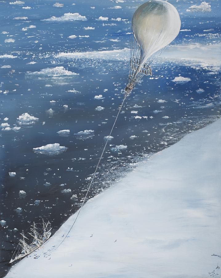 Winter Painting - Captain Scott Antarcticas first Aeronaut by Vincent Alexander Booth