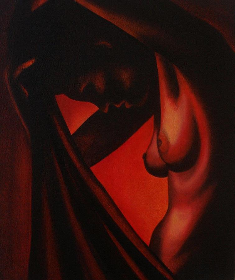 Captivating Red Nude Oil Painting by k Madison Moore is a painting by K Mad...