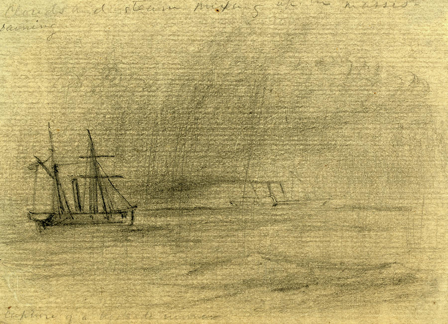 Capture Of A Blockade Runner, Between 1860 And 1865 Drawing by Quint