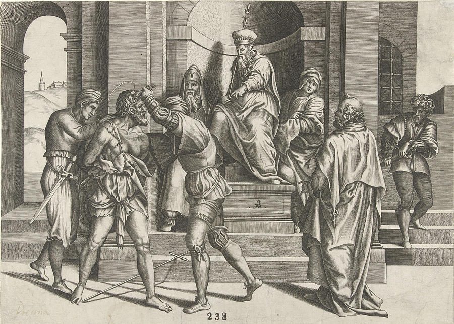 Andrea Del Sarto Drawing - Capture Of John The Baptist, Pieter Van Der Heyden by Artokoloro