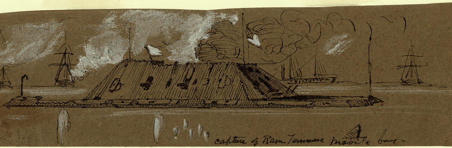 Capture Drawing - Capture Of Ram Tennessee Mobile Bay, Drawing, 1862-1865 by Quint Lox