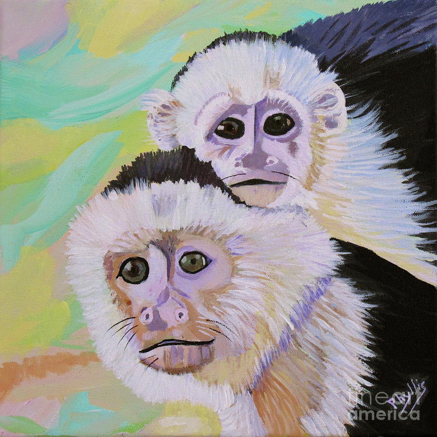 Capuchin Monkeys Painting - Capuchin Monkeys by Phyllis Kaltenbach