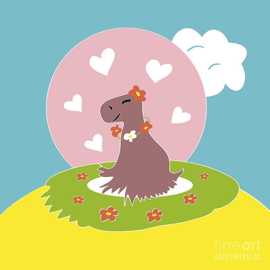 Flower Digital Art - Capybara in Love by Design Windmill