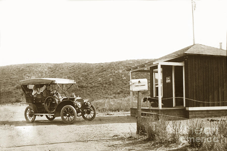 Mexico Photograph - Car at the Mexico California United States border crossings  1906 by California Views Archives Mr Pat Hathaway Archives