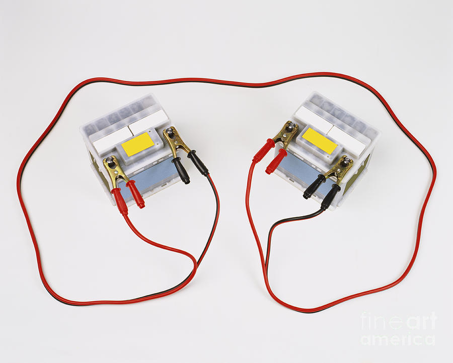 Car Batteries Attached By Jump Leads Photograph by Andy Crawford / Dorling Kindersley