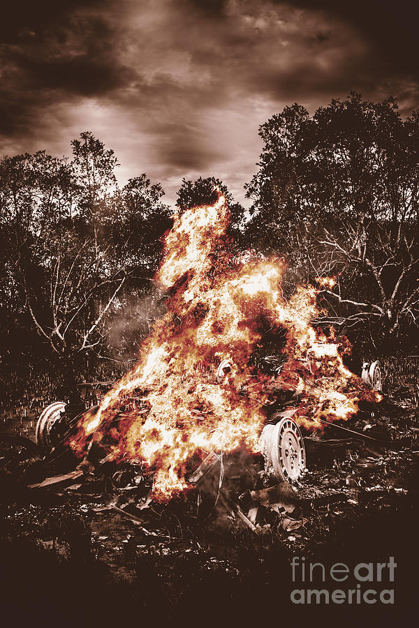 Transportation Photograph - Car bomb inferno by Jorgo Photography