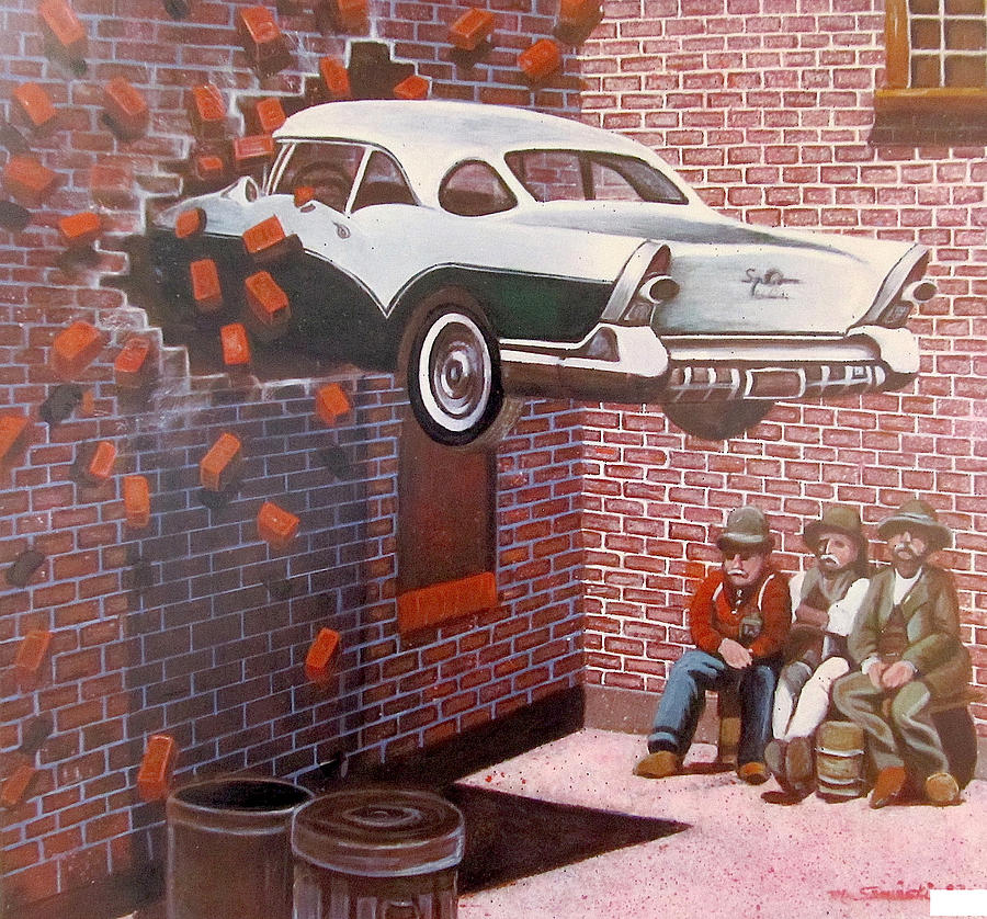 Car Crash Painting by Melinda Saminski