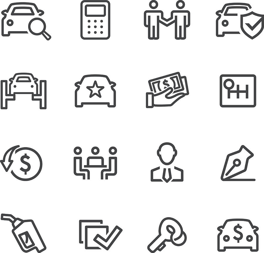 Car Dealership Icons - Line Series Drawing by -victor-