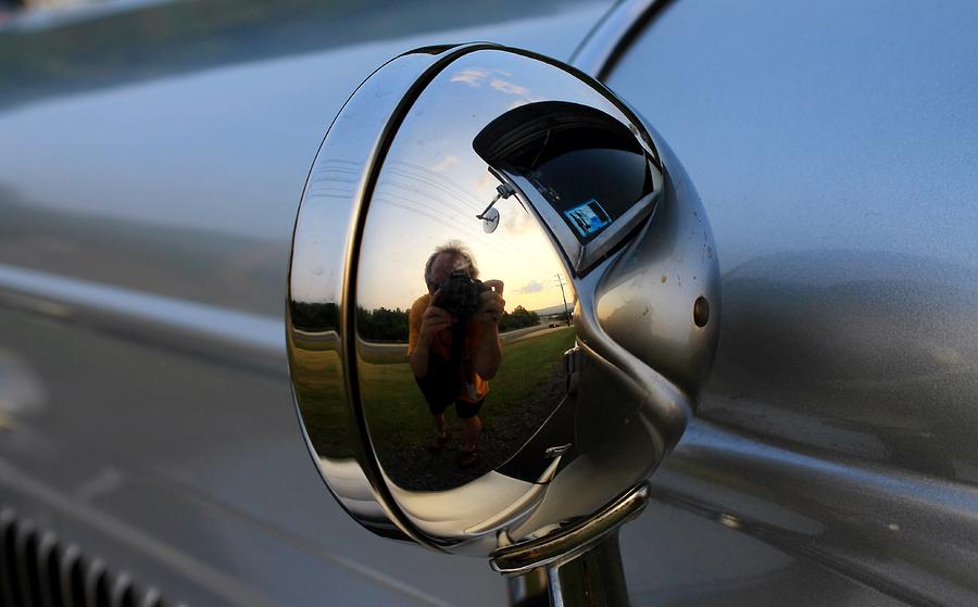 Car headlight selfie Photograph by Karl Rose