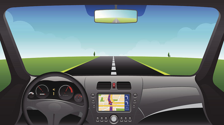 Car interior dashboard with GPS device Drawing by Pleasureofart