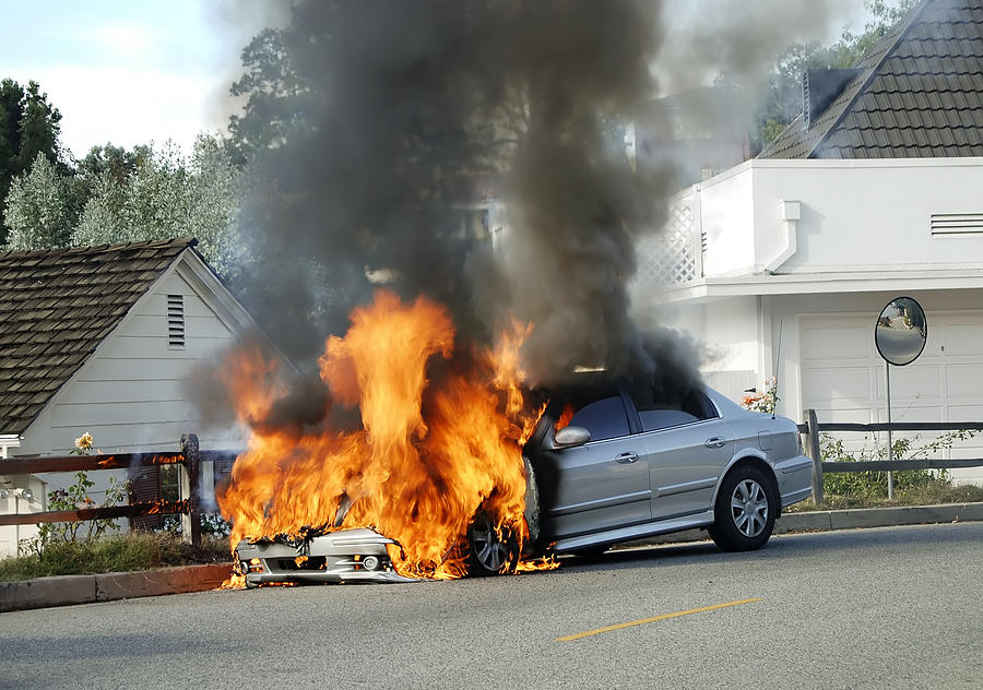 Car on fire Photograph by Rappensuncle