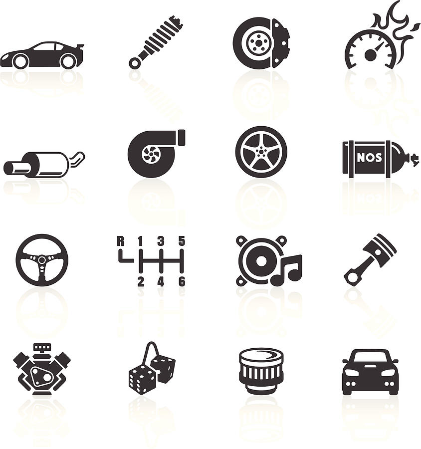 Car Parts & Performance Icons Drawing by youngID