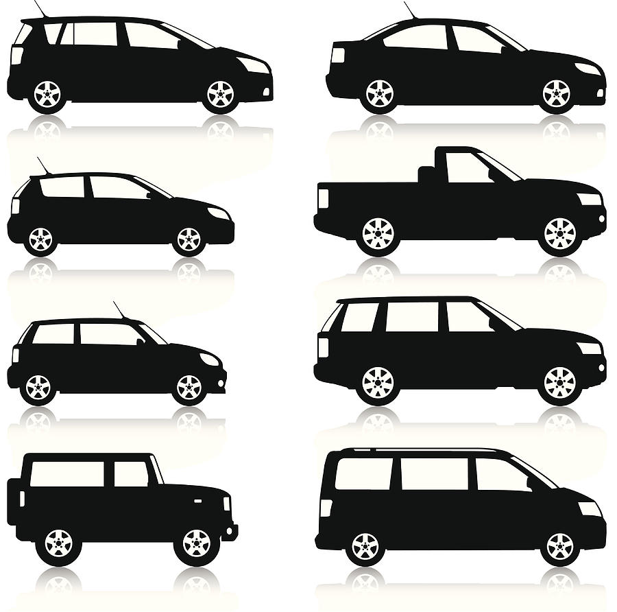 Car Silhouettes set Drawing by youngID