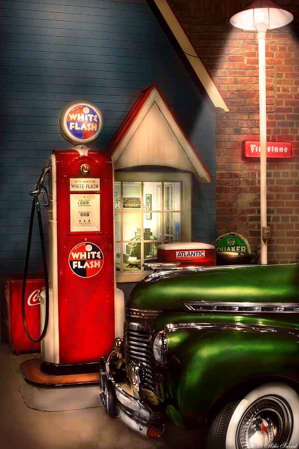 Car - Station - White Flash Gasoline Photograph by Mike Savad