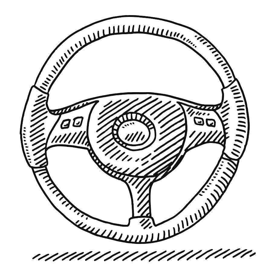 Car Steering Wheel Drawing Drawing by FrankRamspott