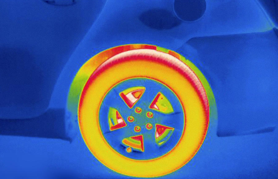 Car Tire After Prolonged Use, Thermogram Photograph by Science Stock Photography