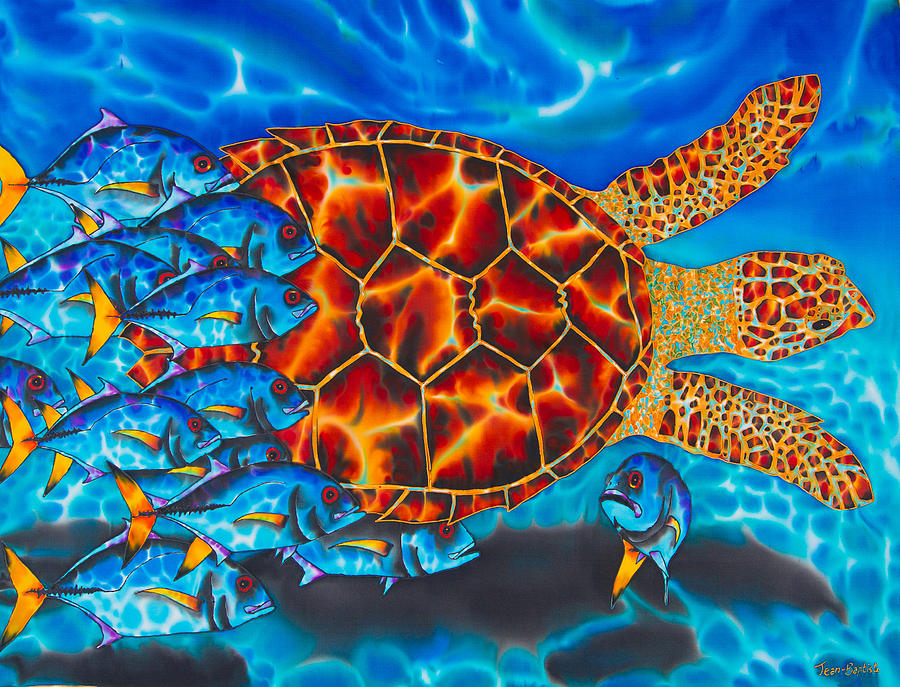 Carbbean Sea Turtle Painting by Daniel Jean-Baptiste