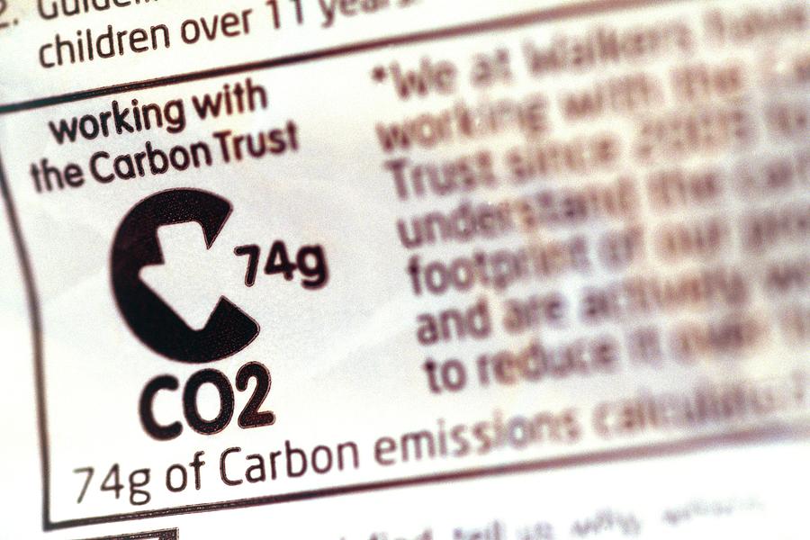 Carbon Footprint Labelling Photograph by David Hay Jones/science Photo Library
