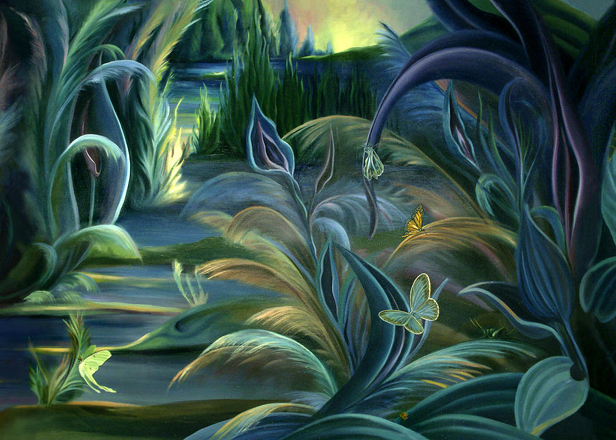 Card design for Insects of Enchanted Stream Painting by Nancy Griswold