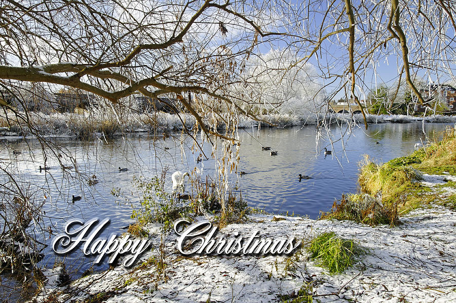 Card - Wintry River at Newton Road Park Photograph by Rod Johnson