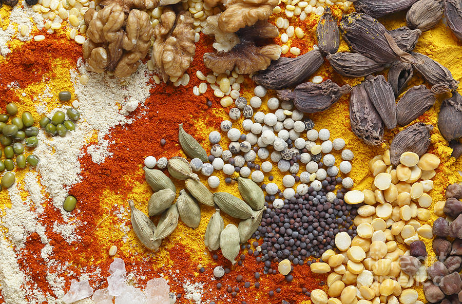Cardamoms nuts and spices for asian food Photograph by Paul Cowan