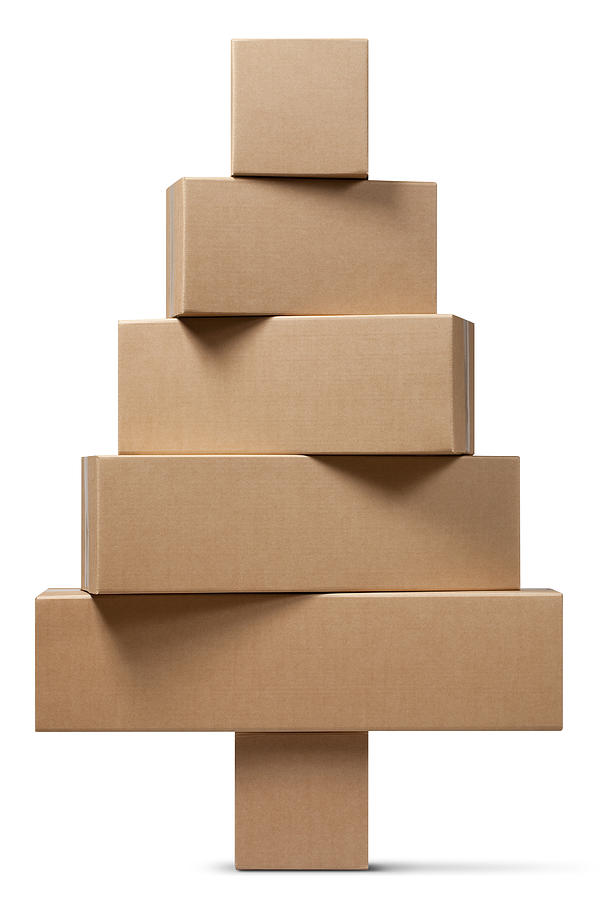 Cardboard boxes in the shape of a Christmas tree Photograph by Malerapaso