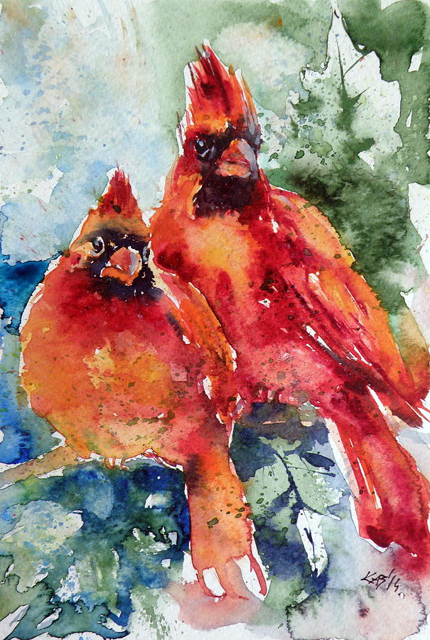 Cardinal birds Painting by Kovacs Anna Brigitta