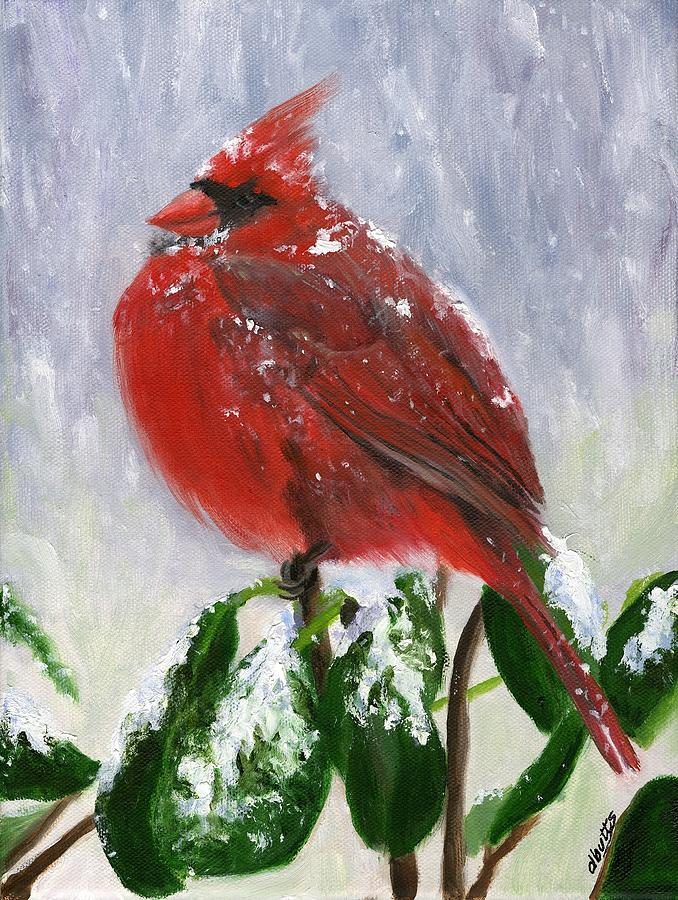 Cardinal in Winter Painting by Deborah Butts