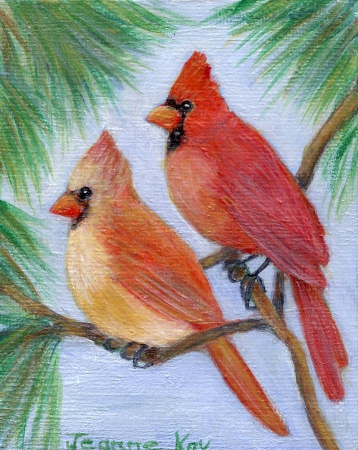 Cardinal Pair Painting by Jeanne Juhos