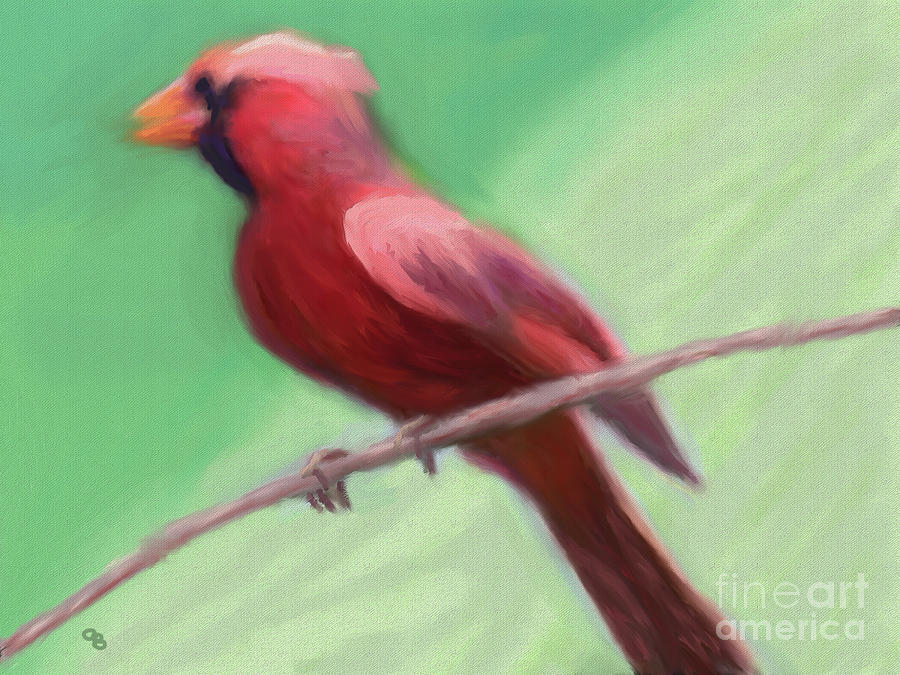 #Cardinal #Perched Digital Art by Arlene Babad