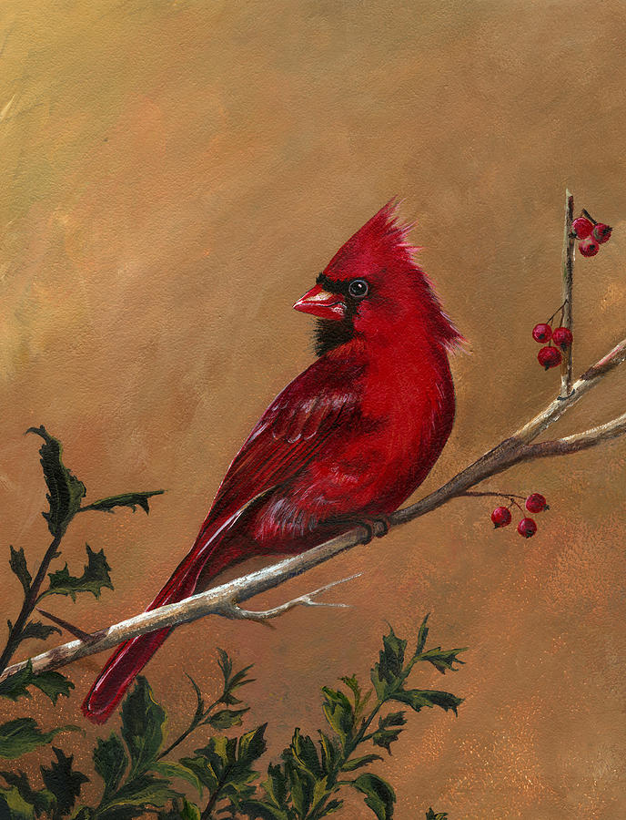 Cardinal Seeking Companion Painting by Terri  Meyer