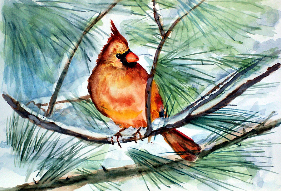 Nature Painting - Cardinal by Siona Koubek