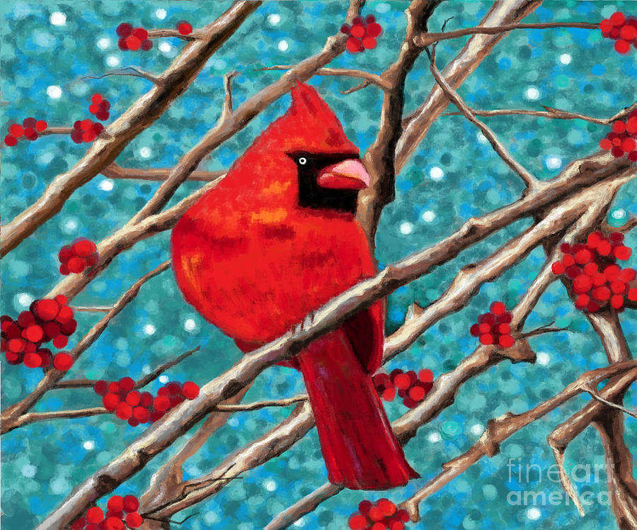 Cardinal in Winter Painting by Jackie Case