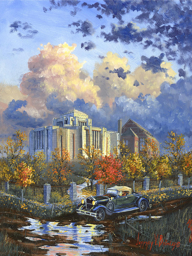 Cardston Alberta Canada Temple Painting by Jeff Brimley