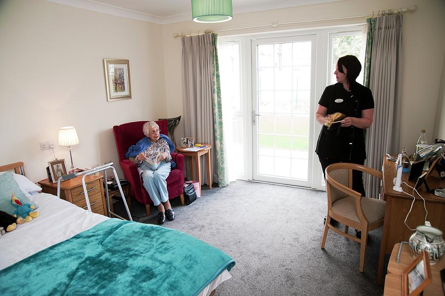 Care Assistant With Elderly Woman Photograph by John Cole/science Photo Library