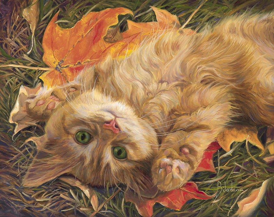 Cat Painting - Carefree by Lucie Bilodeau