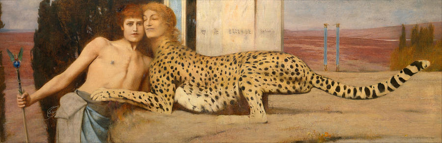Fernand Khnopff Painting - Caresses by Fernand Khnopff