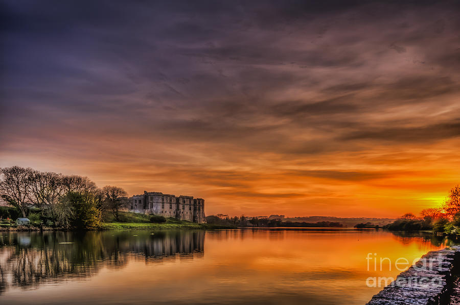Sunset Photograph - Carew Castle Sunset 1 by Steve Purnell