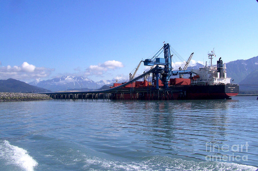 Cargo Vessel in Seward Alaska Photograph by Kathy  White