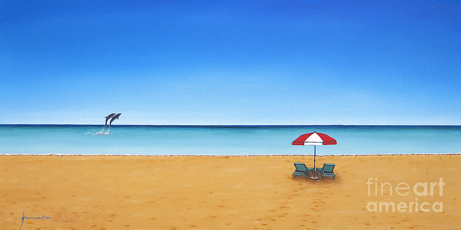 Dolphin Painting - The Perfect Beach by Jerome Stumphauzer