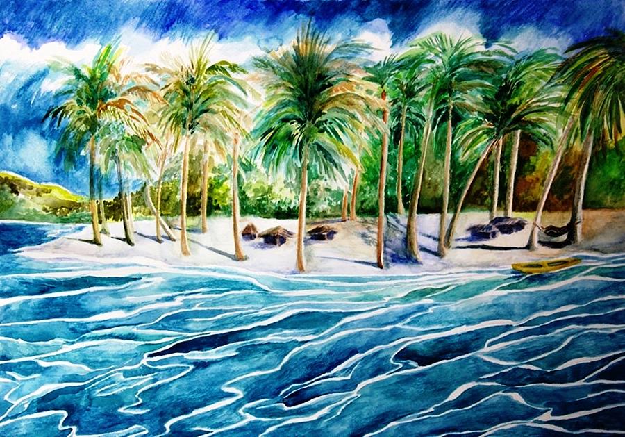 Caribbean Harbor Painting by Kandy Cross