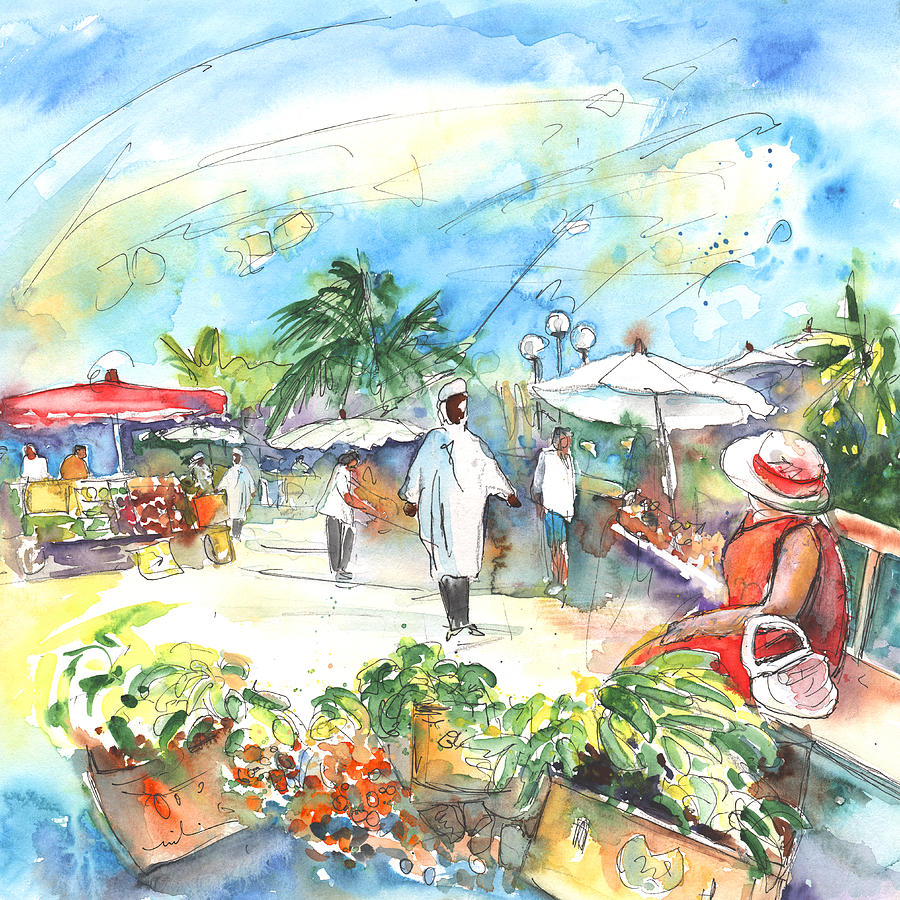 Caribbean Market Painting by Miki De Goodaboom